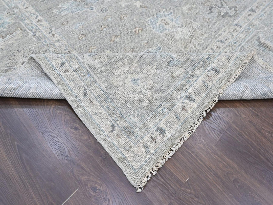 11'9" x 14'9" New Hand Knotted Grey Wool Rectangle Oriental Rug - MOA10210488