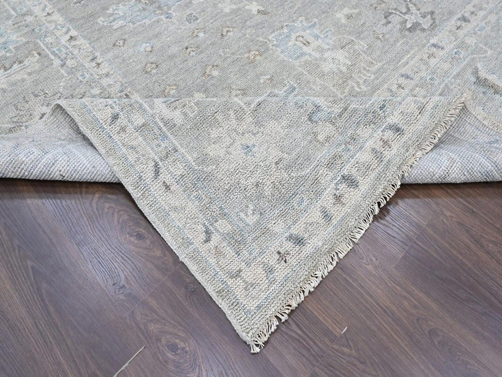 11'9" x 14'9" New Hand Knotted Grey Wool Rectangle Oriental Rug - MOA10210488