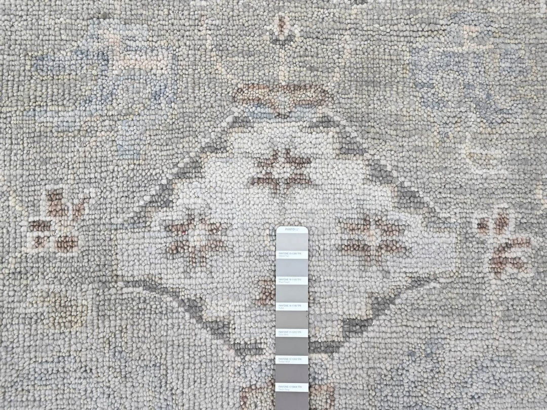 11'9" x 14'9" New Hand Knotted Grey Wool Rectangle Oriental Rug - MOA10210488