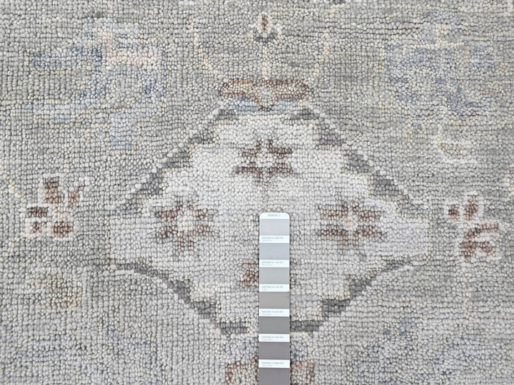 11'9" x 14'9" New Hand Knotted Grey Wool Rectangle Oriental Rug - MOA10210488