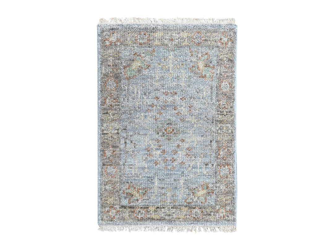 2'0" x 2'11" New Hand Knotted Grey Wool Rectangle Oriental Rug - MOA10210490
