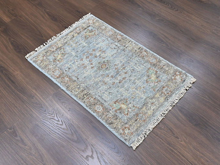 2'0" x 2'11" New Hand Knotted Grey Wool Rectangle Oriental Rug - MOA10210490