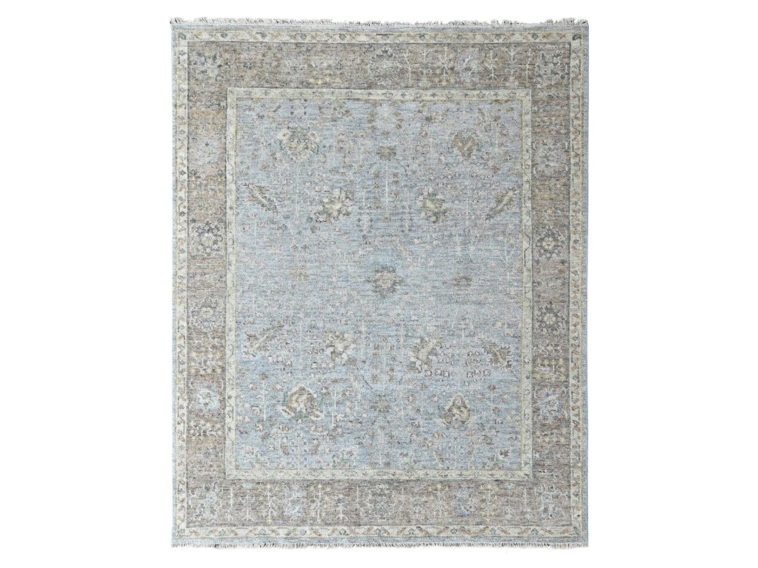 7'11" x 9'10" New Hand Knotted Grey Wool Rectangle Oriental Rug - MOA10210491