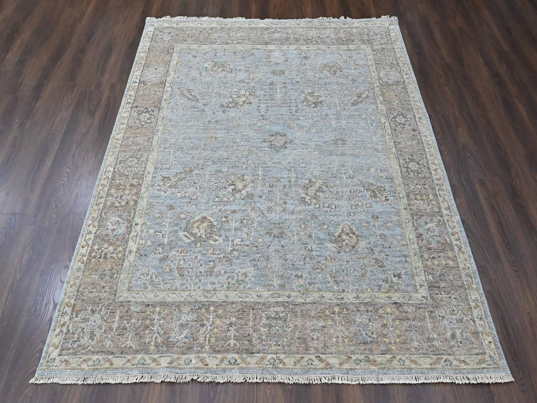 7'11" x 9'10" New Hand Knotted Grey Wool Rectangle Oriental Rug - MOA10210491
