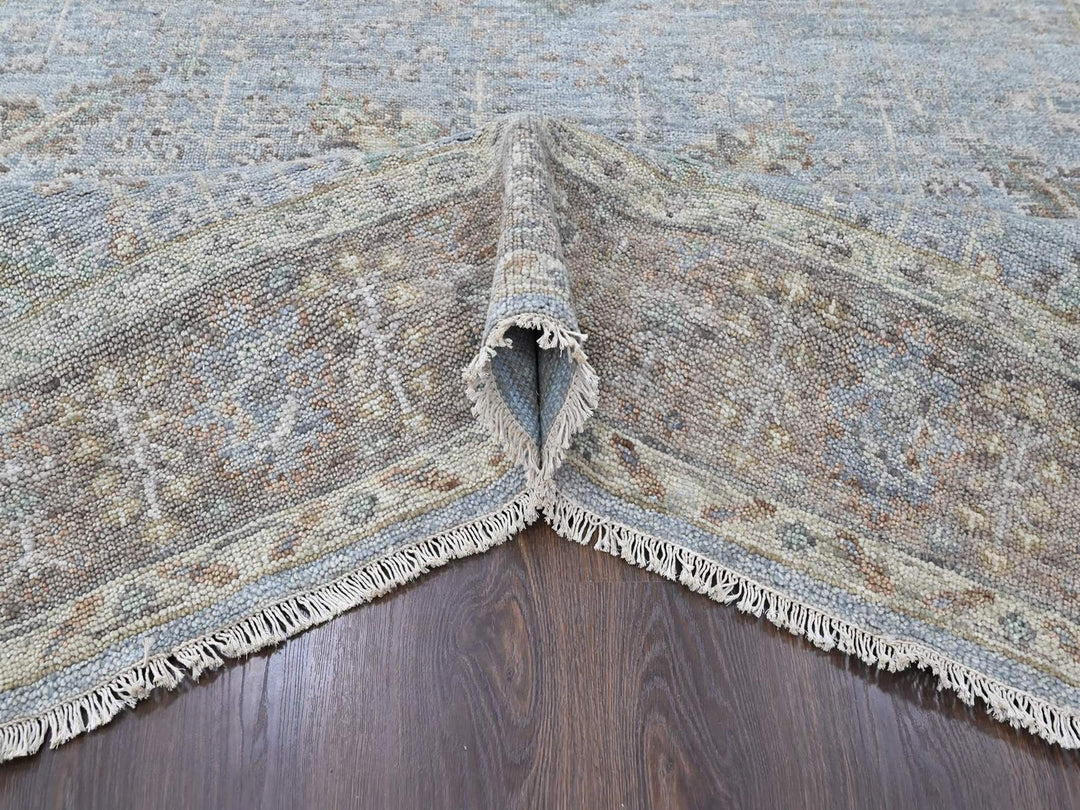 7'11" x 9'10" New Hand Knotted Grey Wool Rectangle Oriental Rug - MOA10210491