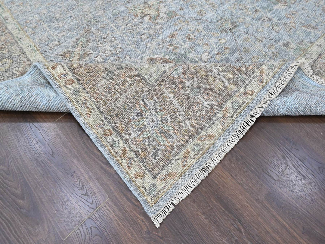7'11" x 9'10" New Hand Knotted Grey Wool Rectangle Oriental Rug - MOA10210491