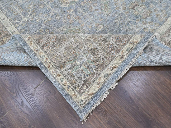 10'2" x 13'11" New Hand Knotted Grey Wool Rectangle Oriental Rug - MOA10210492