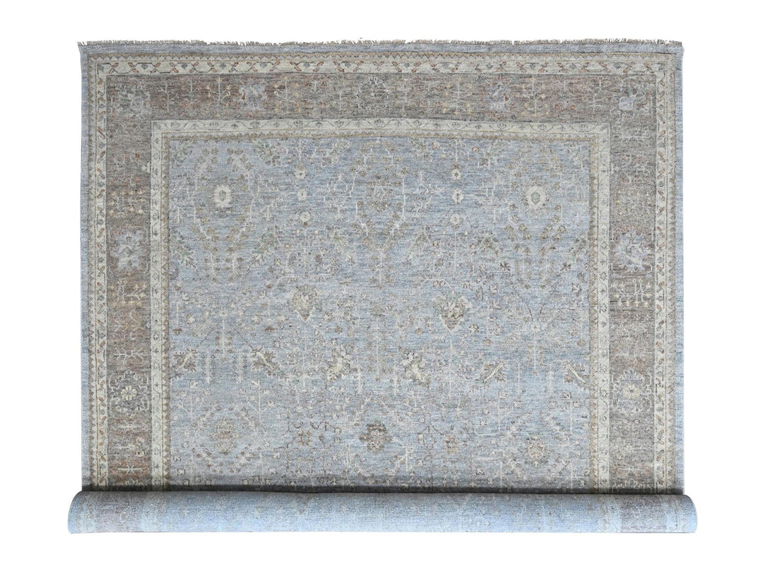 11'10" x 14'9" New Hand Knotted Grey Wool Rectangle Oriental Rug - MOA10210493
