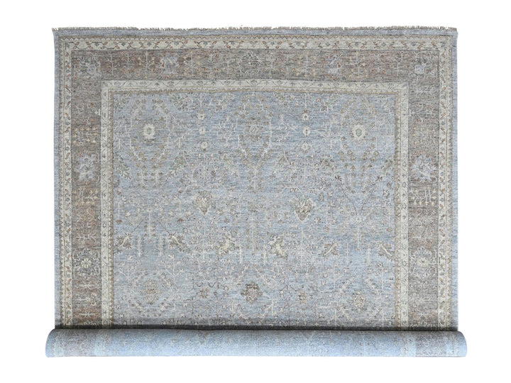 11'10" x 14'9" New Hand Knotted Grey Wool Rectangle Oriental Rug - MOA10210493
