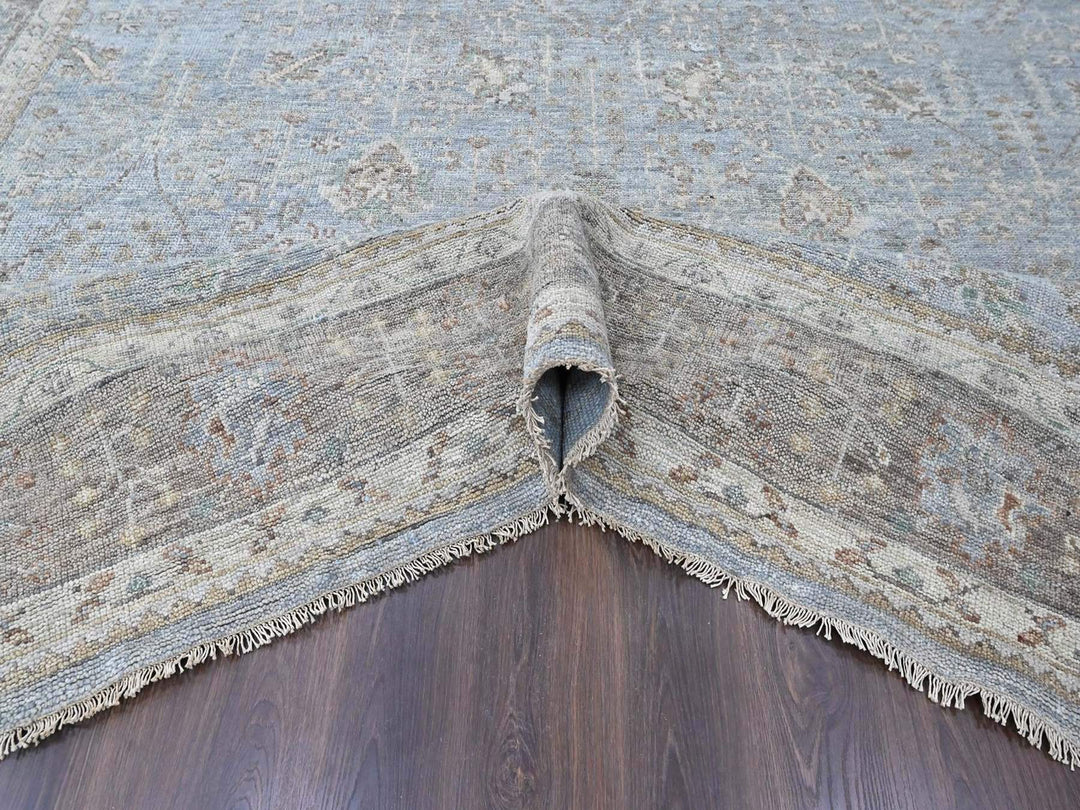 11'10" x 14'9" New Hand Knotted Grey Wool Rectangle Oriental Rug - MOA10210493