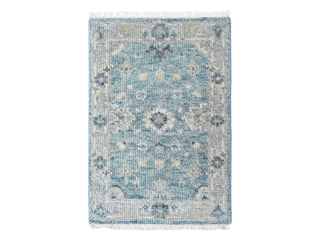 2'0" x 3'0" New Hand Knotted Blue Wool Rectangle Oriental Rug - MOA10210494