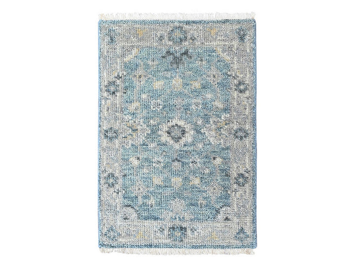 2'0" x 3'0" New Hand Knotted Blue Wool Rectangle Oriental Rug - MOA10210494