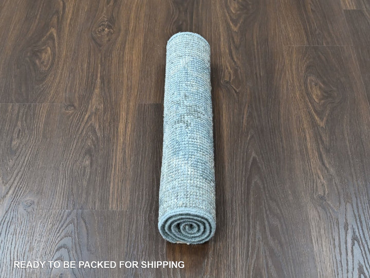 2'0" x 3'0" New Hand Knotted Blue Wool Rectangle Oriental Rug - MOA10210494