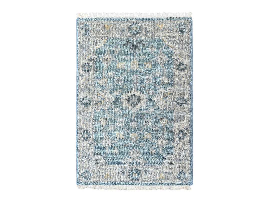 2'0" x 2'11" New Hand Knotted Blue Wool Rectangle Oriental Rug - MOA10210495