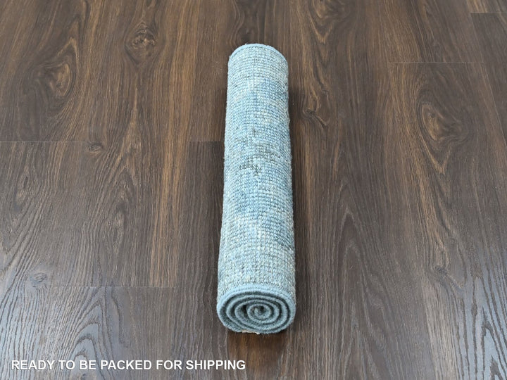 2'0" x 2'11" New Hand Knotted Blue Wool Rectangle Oriental Rug - MOA10210495
