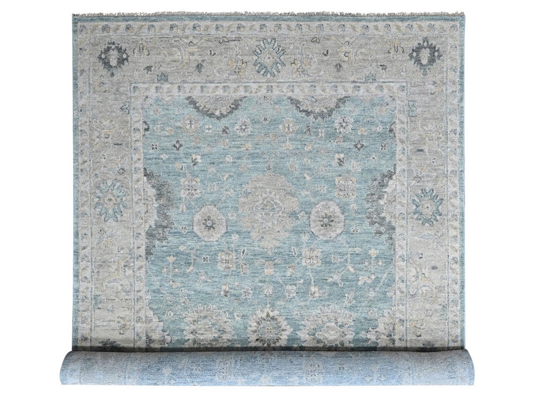 10'1" x 13'10" New Hand Knotted Blue Wool Rectangle Oriental Rug - MOA10210496