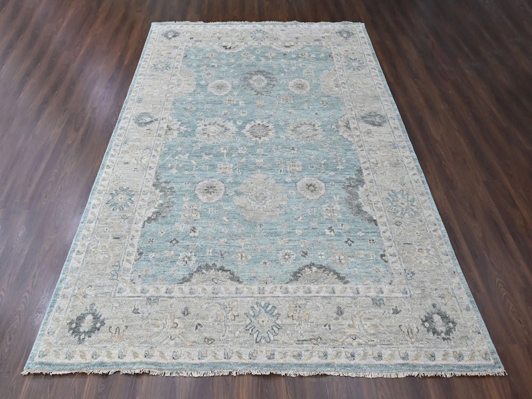 10'1" x 13'10" New Hand Knotted Blue Wool Rectangle Oriental Rug - MOA10210496