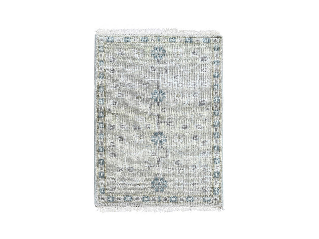 2'0" x 2'11" New Hand Knotted Green Wool Rectangle Oriental Rug - MOA10210497