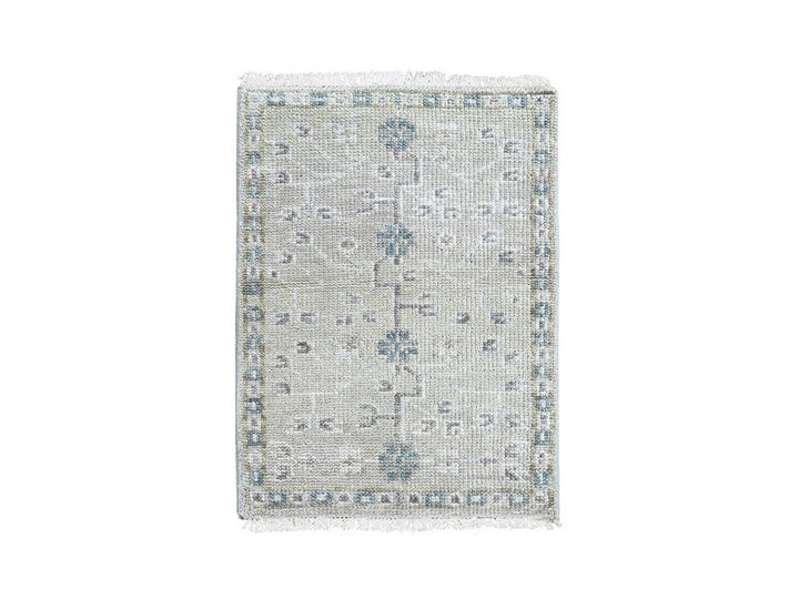 2'0" x 2'11" New Hand Knotted Green Wool Rectangle Oriental Rug - MOA10210497
