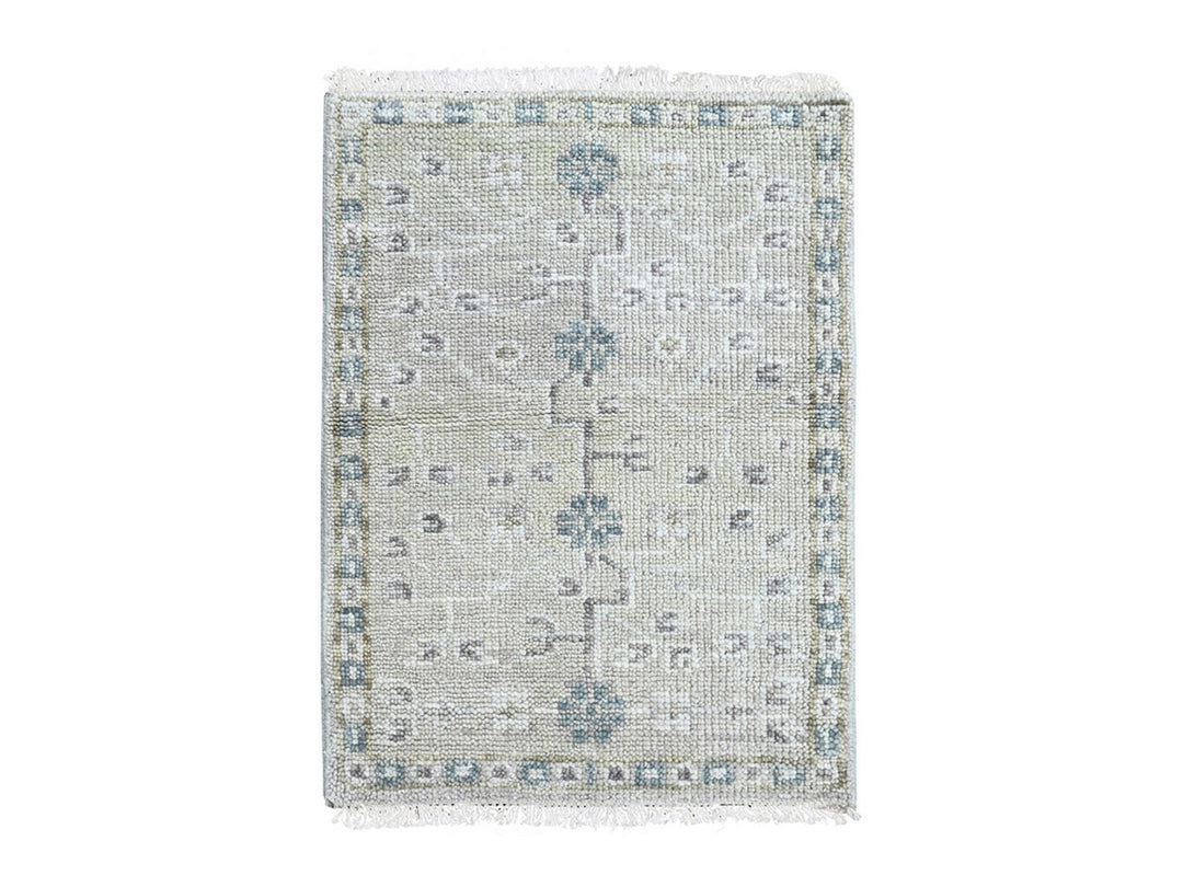 2'0" x 2'11" New Hand Knotted Green Wool Rectangle Oriental Rug - MOA10210498