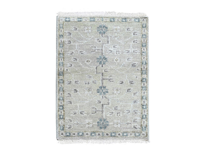 2'0" x 2'11" New Hand Knotted Green Wool Rectangle Oriental Rug - MOA10210498