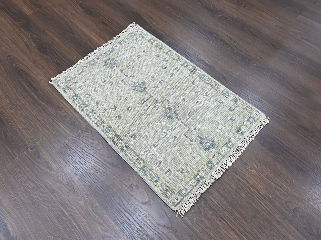 2'0" x 2'11" New Hand Knotted Green Wool Rectangle Oriental Rug - MOA10210498
