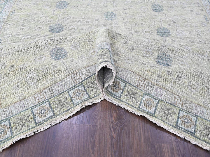 8'0" x 9'10" New Hand Knotted Green Wool Rectangle Oriental Rug - MOA10210499