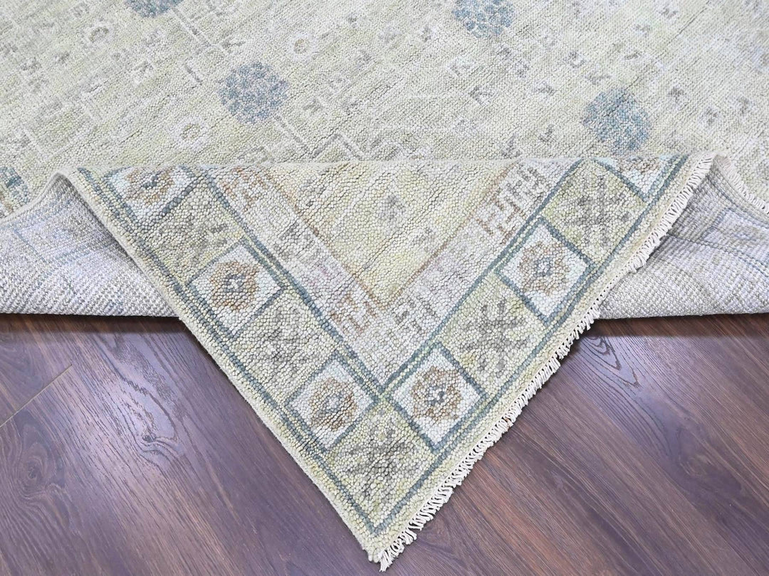 8'0" x 9'10" New Hand Knotted Green Wool Rectangle Oriental Rug - MOA10210499