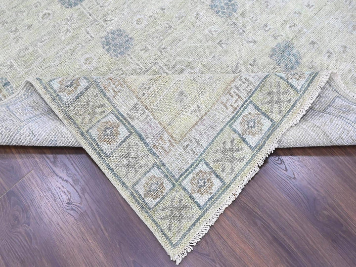 8'0" x 9'10" New Hand Knotted Green Wool Rectangle Oriental Rug - MOA10210499