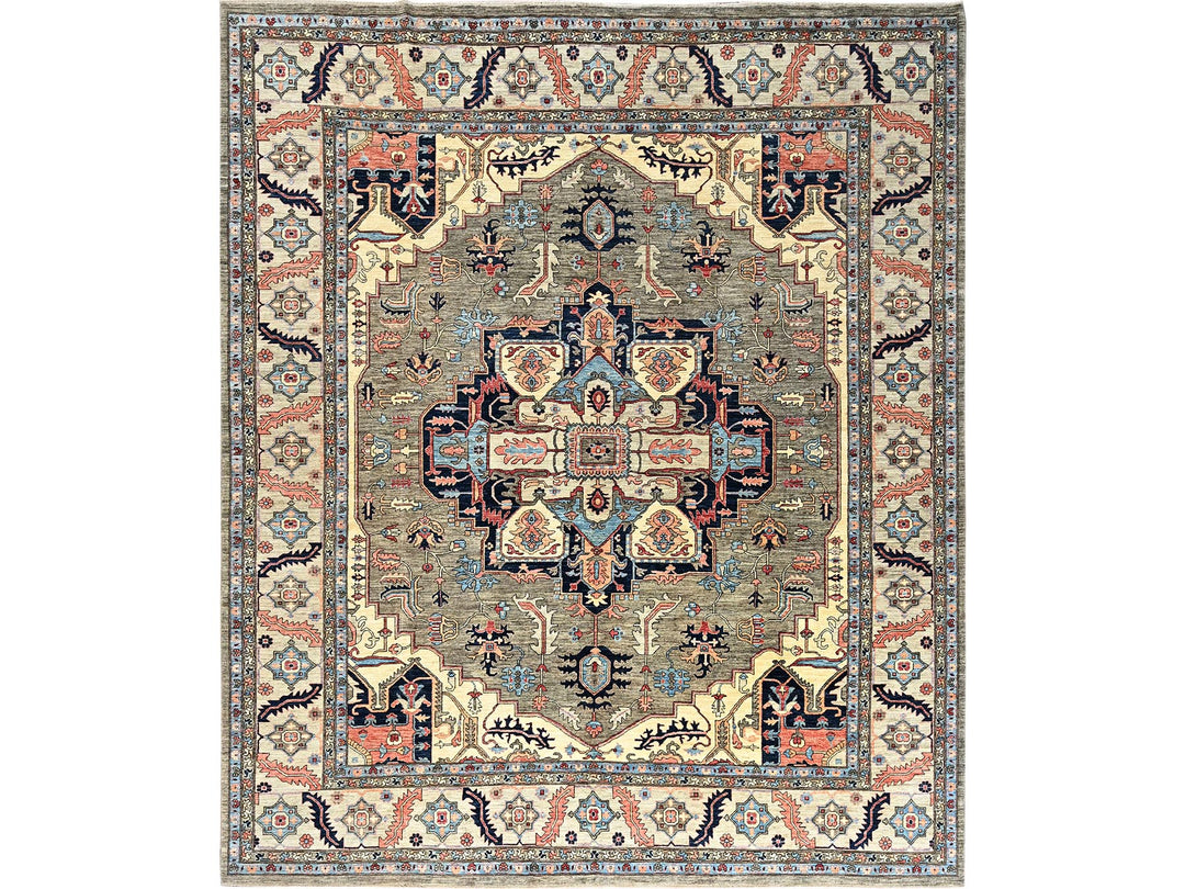 12'4" x 14'4" New Hand Knotted Brown Wool Rectangle Oriental Rug - MOA1021049