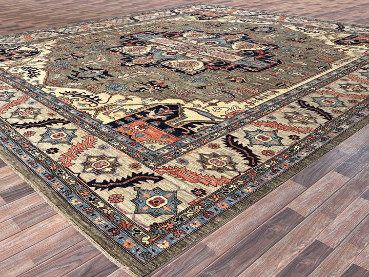 12'4" x 14'4" New Hand Knotted Brown Wool Rectangle Oriental Rug - MOA1021049