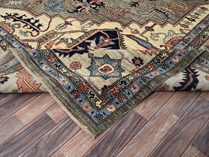 12'4" x 14'4" New Hand Knotted Brown Wool Rectangle Oriental Rug - MOA1021049