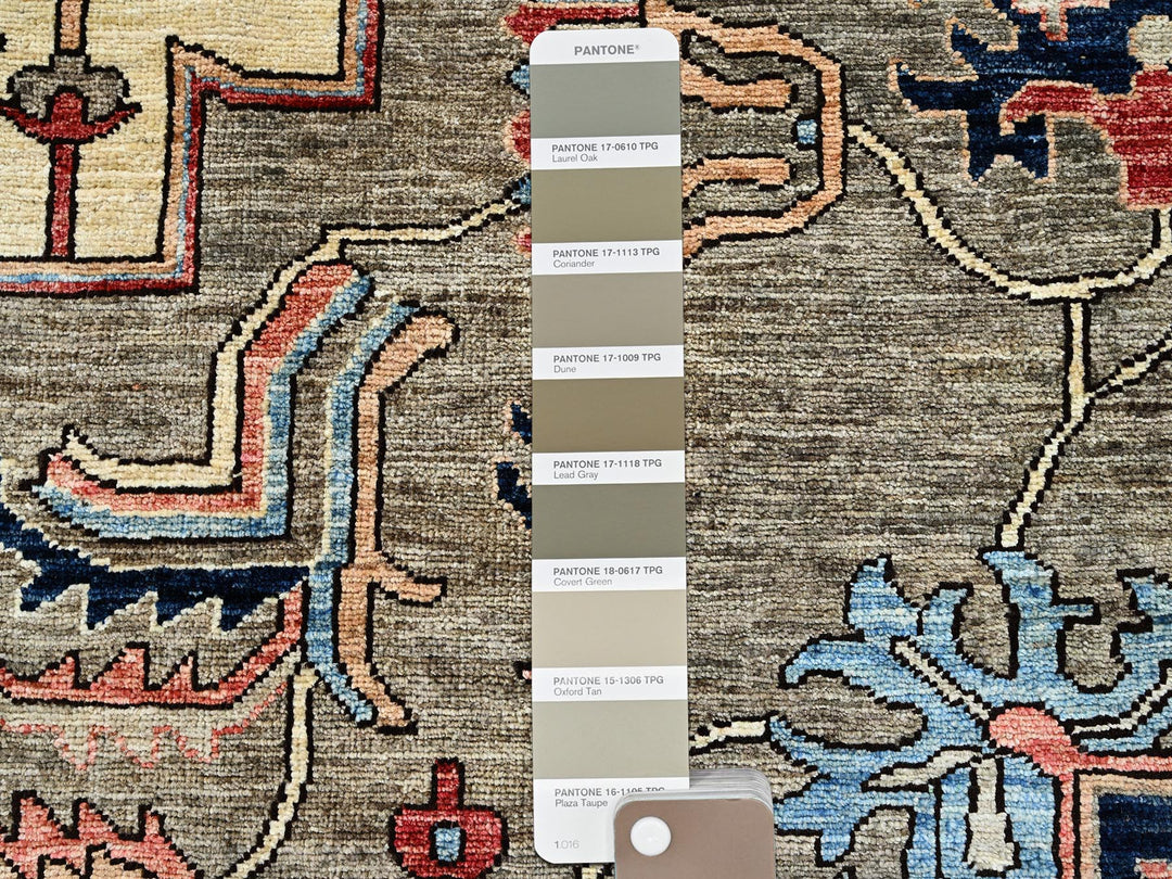 12'4" x 14'4" New Hand Knotted Brown Wool Rectangle Oriental Rug - MOA1021049