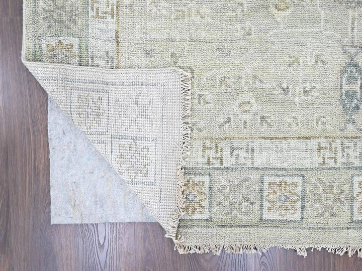 10'0" x 13'11" New Hand Knotted Green Wool Rectangle Oriental Rug - MOA10210500