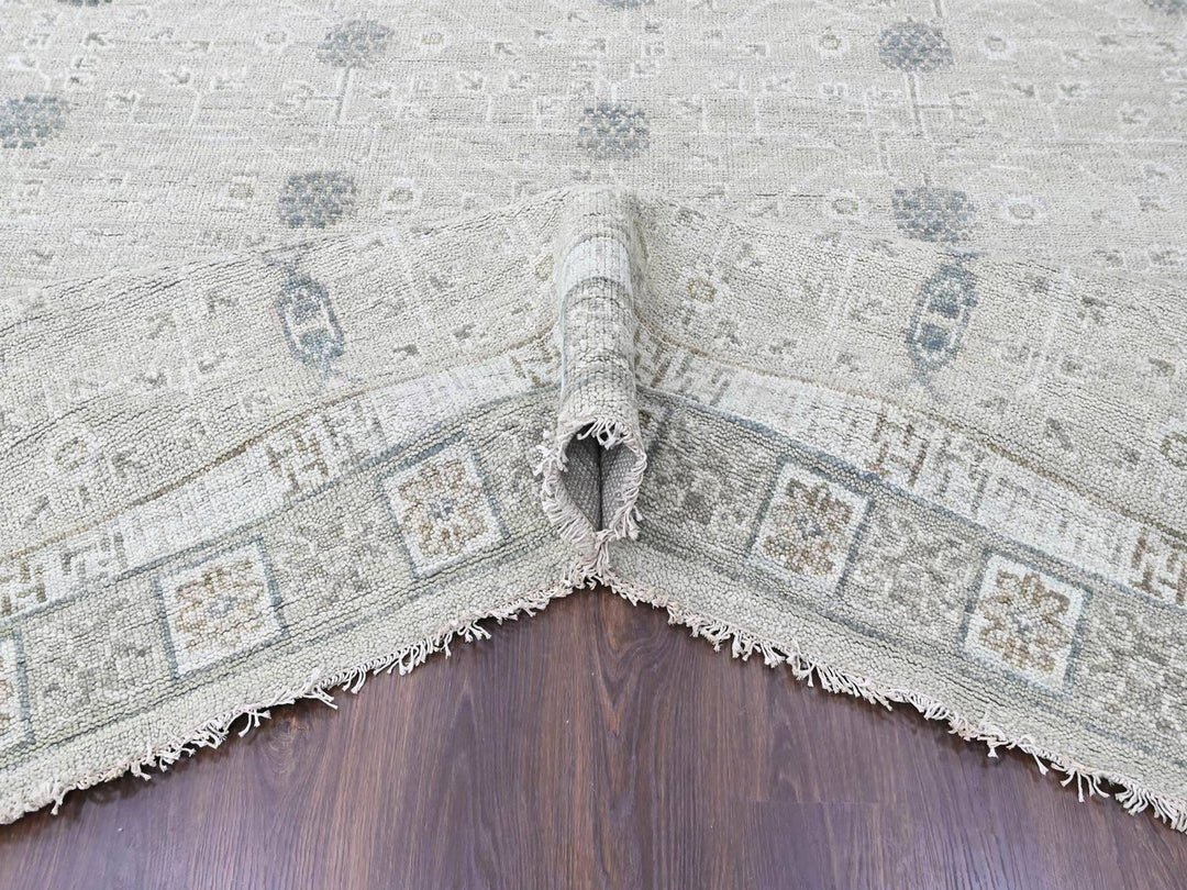 10'0" x 13'11" New Hand Knotted Green Wool Rectangle Oriental Rug - MOA10210500