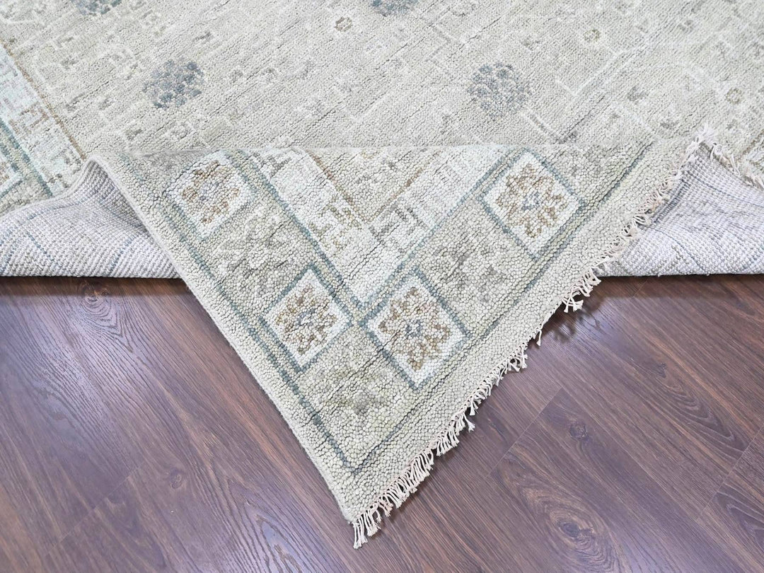 10'0" x 13'11" New Hand Knotted Green Wool Rectangle Oriental Rug - MOA10210500