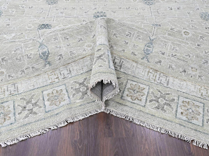 11'11" x 14'11" New Hand Knotted Green Wool Rectangle Oriental Rug - MOA10210501
