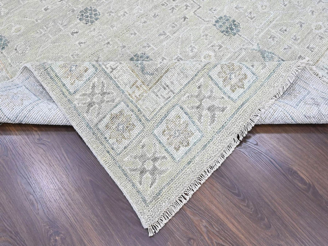 11'11" x 14'11" New Hand Knotted Green Wool Rectangle Oriental Rug - MOA10210501