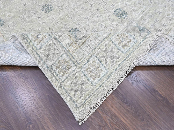 11'11" x 14'11" New Hand Knotted Green Wool Rectangle Oriental Rug - MOA10210501