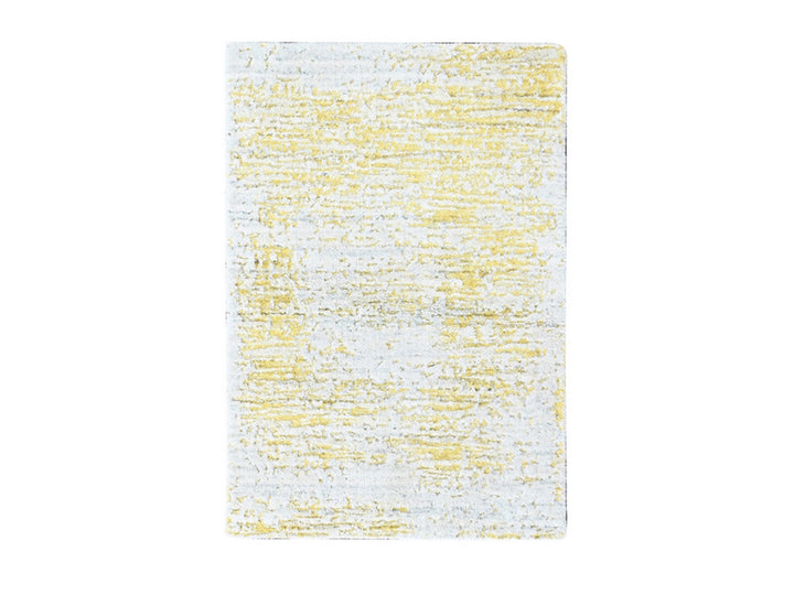 2'0" x 3'0" New Hand Loomed Yellow Wool & Silk Rectangle Oriental Rug - MOA10210502