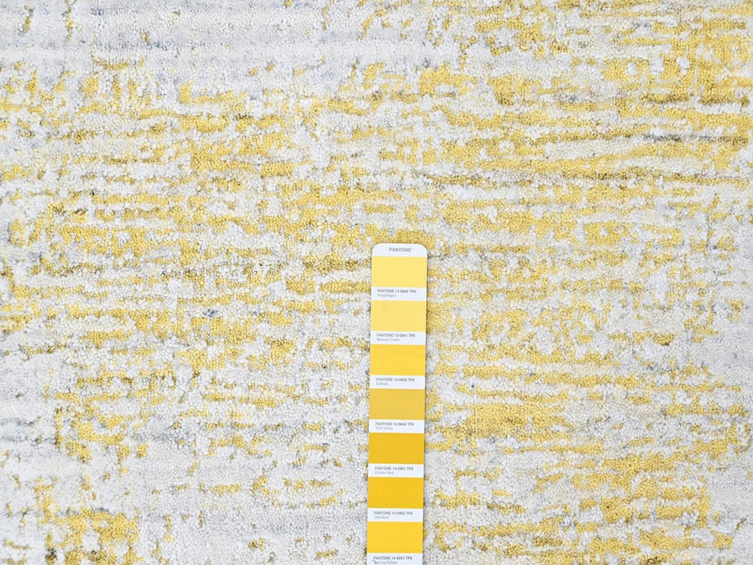 2'1" x 3'0" New Hand Loomed Yellow Wool & Silk Rectangle Oriental Rug - MOA10210504