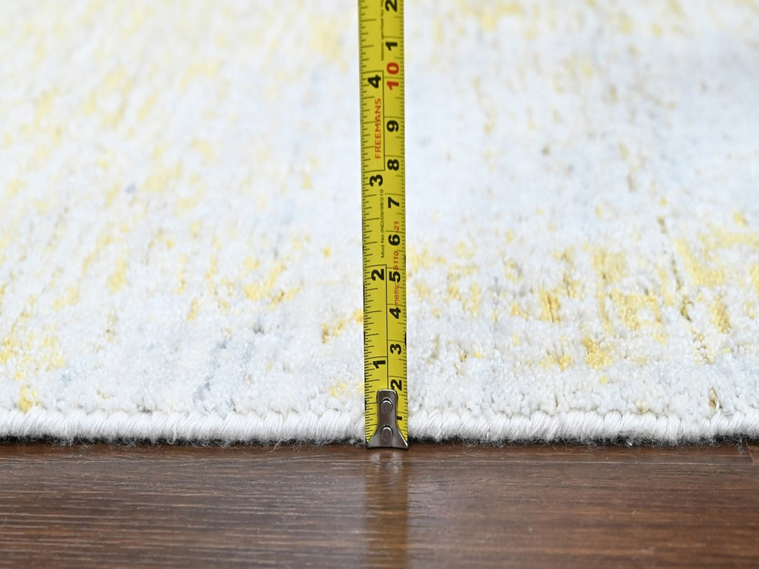 2'1" x 3'0" New Hand Loomed Yellow Wool & Silk Rectangle Oriental Rug - MOA10210504