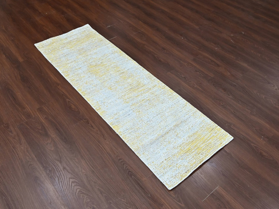 2'6" x 8'0" New Hand Loomed Yellow Wool & Silk Runner Oriental Rug - MOA10210505