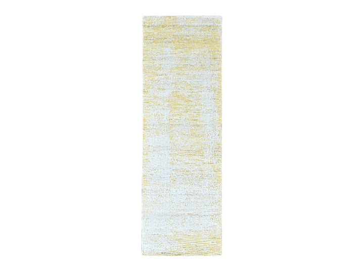 2'6" x 8'0" New Hand Loomed Yellow Wool & Silk Runner Oriental Rug - MOA10210506