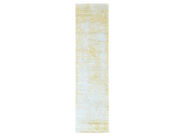 2'6" x 10'0" New Hand Loomed Yellow Wool & Silk Runner Oriental Rug - MOA10210507