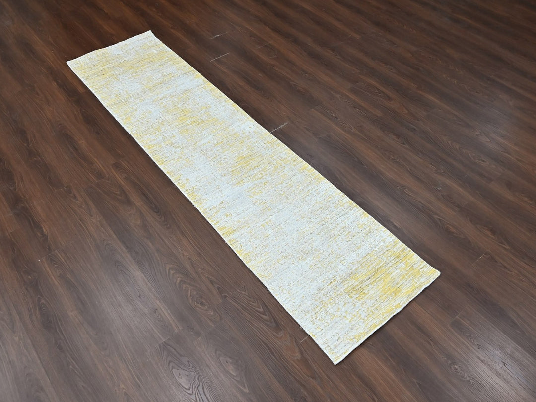2'6" x 10'0" New Hand Loomed Yellow Wool & Silk Runner Oriental Rug - MOA10210507