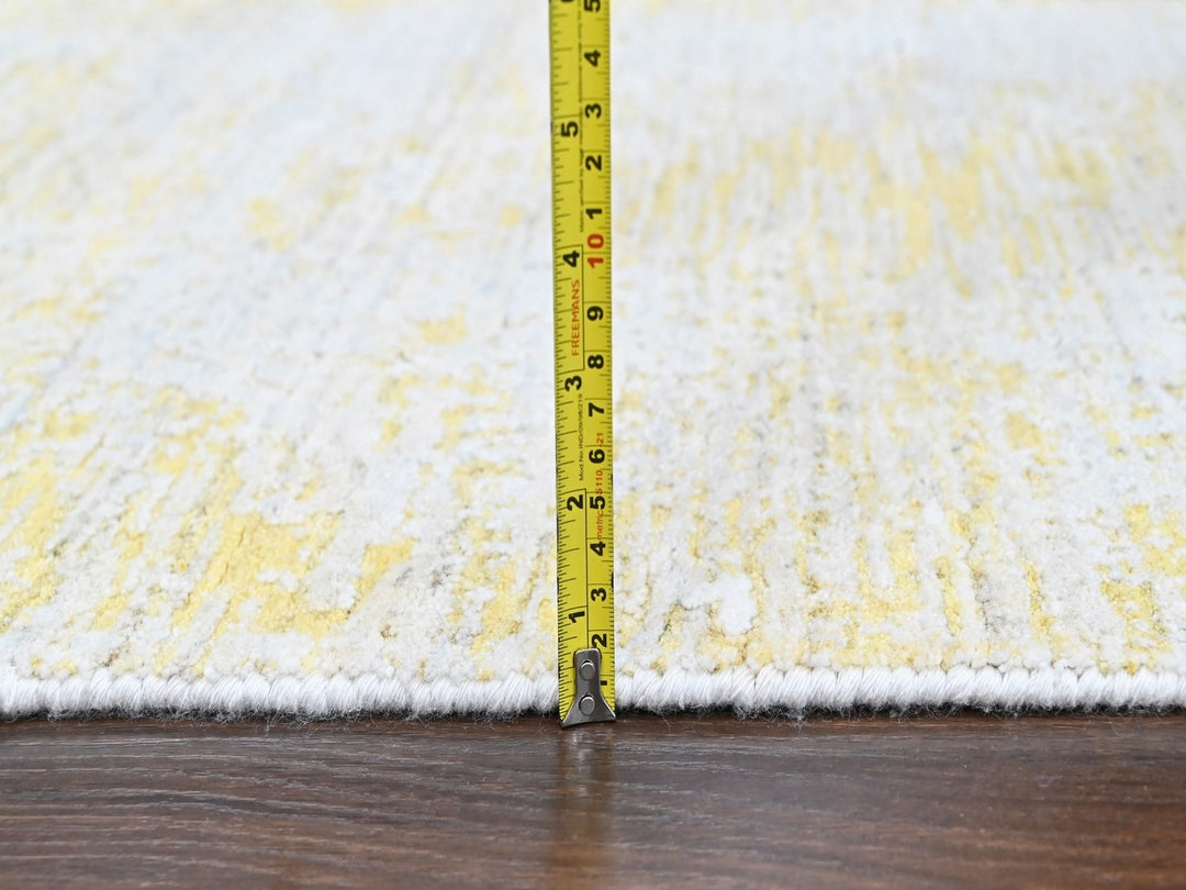 2'6" x 10'0" New Hand Loomed Yellow Wool & Silk Runner Oriental Rug - MOA10210507