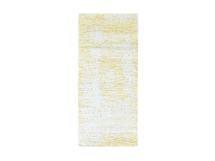 2'7" x 6'0" New Hand Loomed Yellow Wool & Silk Runner Oriental Rug - MOA10210508