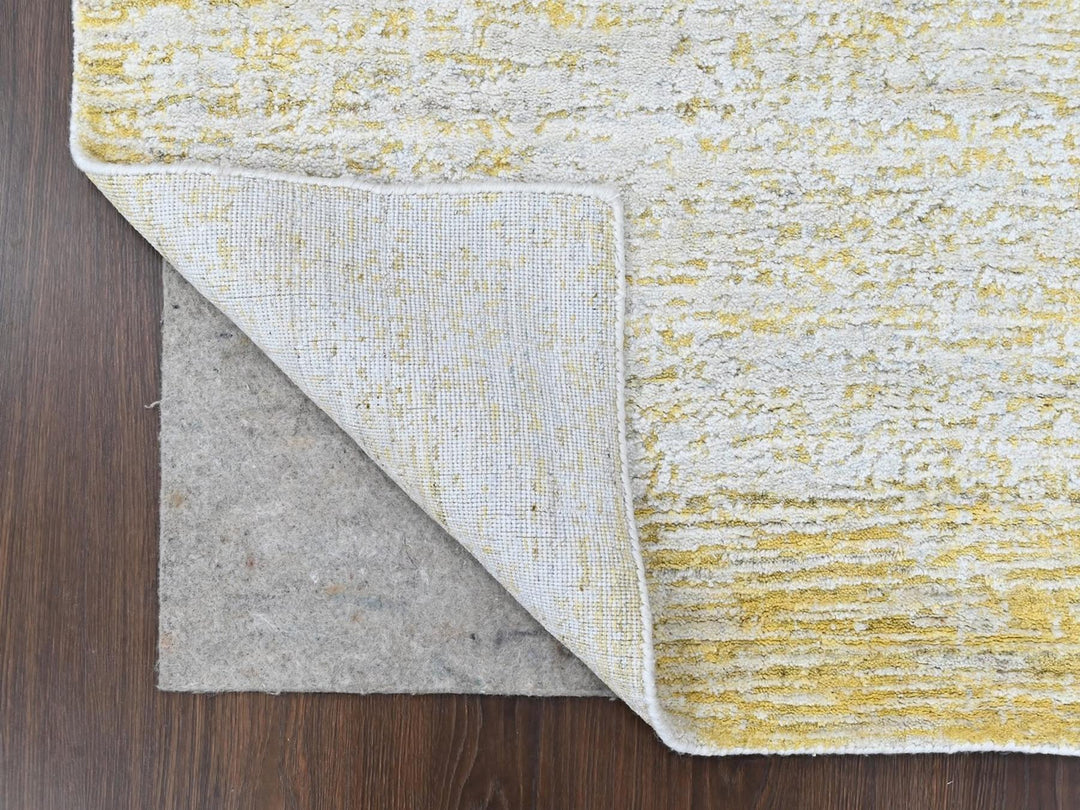 2'7" x 6'0" New Hand Loomed Yellow Wool & Silk Runner Oriental Rug - MOA10210508