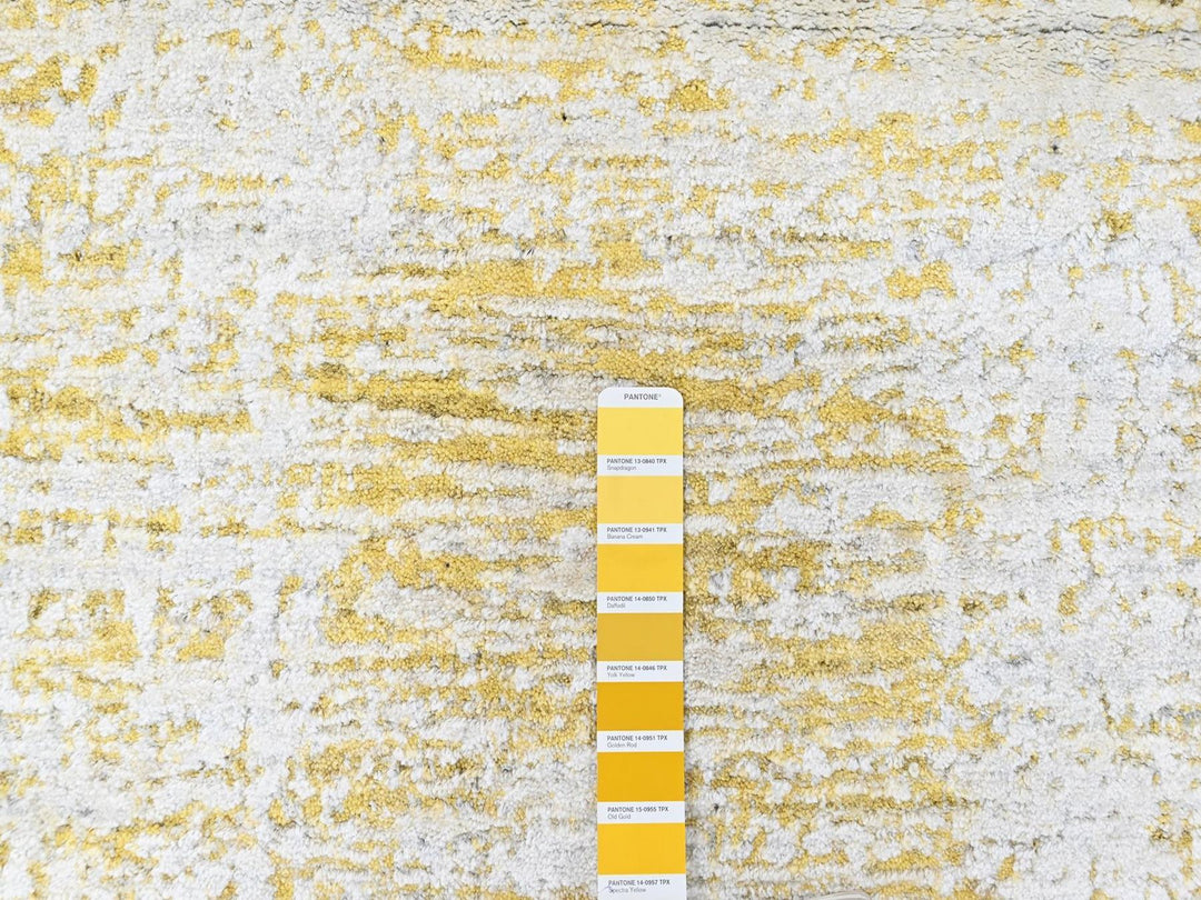 2'7" x 6'1" New Hand Loomed Yellow Wool & Silk Runner Oriental Rug - MOA10210509